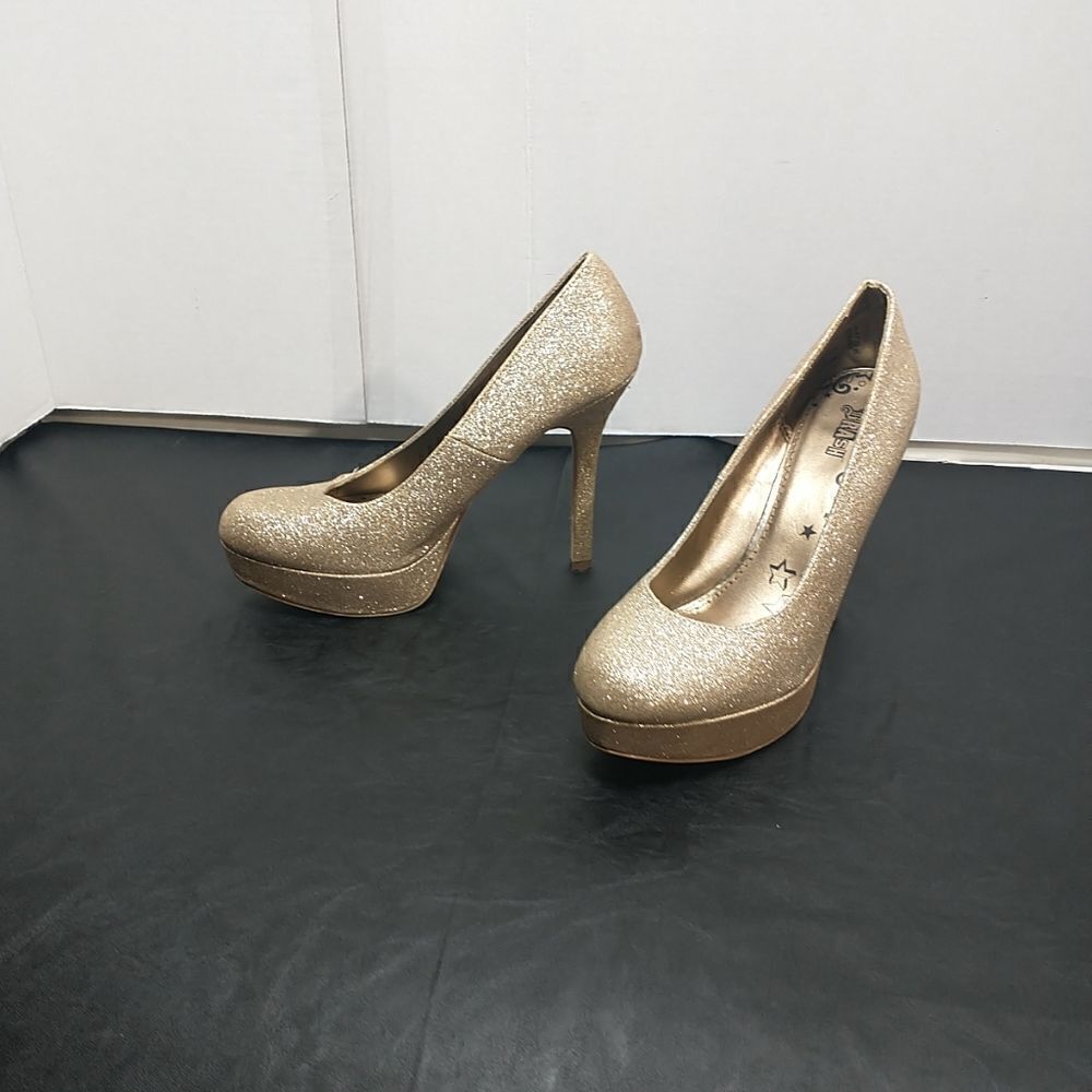 BRASH Womens SZ 11 Glitter Gold Man Made Materials High Heels.